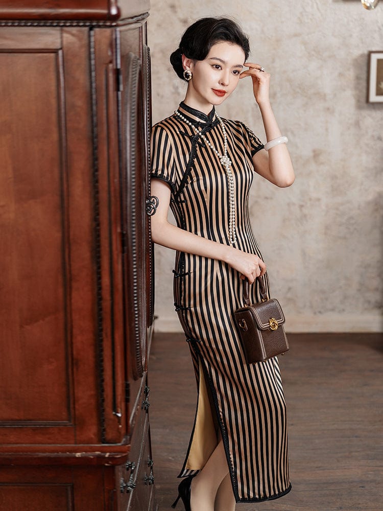 Beth and Brian Qipao-JD Old Shanghai style, 19 mome mulberry silk, high-end long Cheongsam