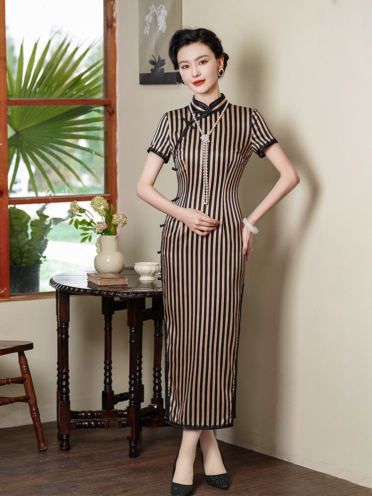 Beth and Brian Qipao-JD Old Shanghai style, 19 mome mulberry silk, high-end long Cheongsam