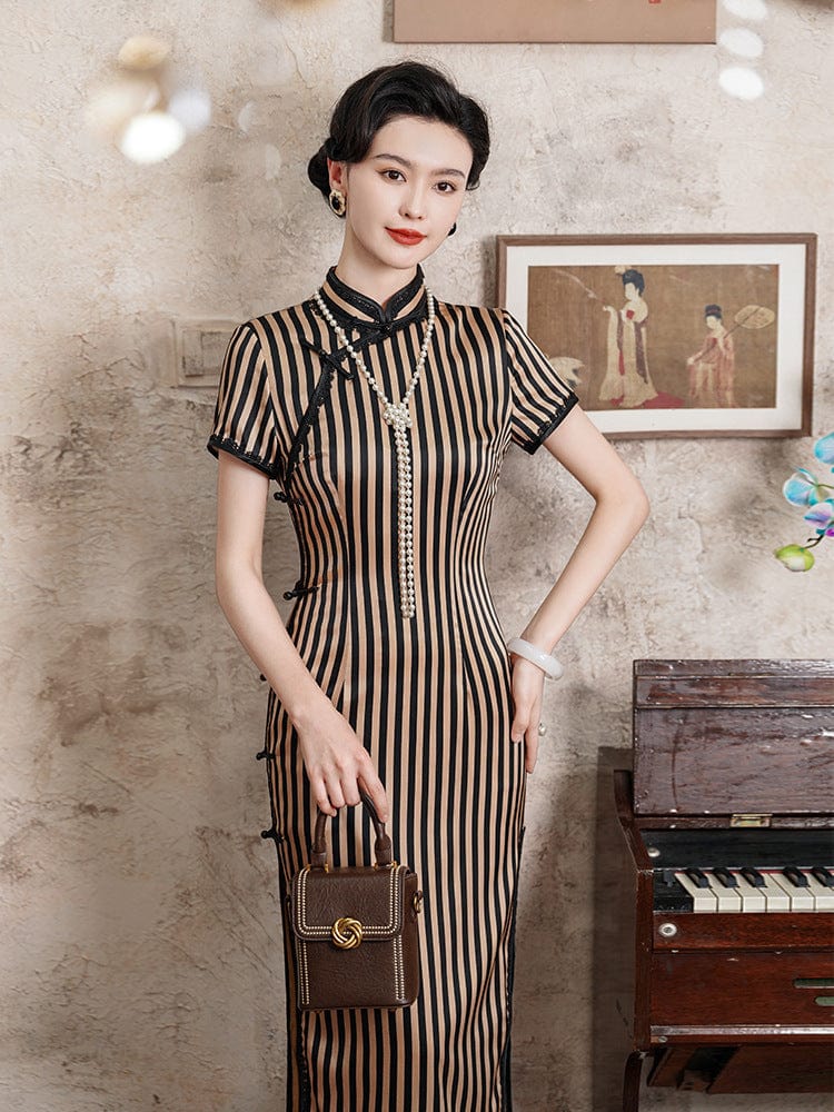 Beth and Brian Qipao-JD Old Shanghai style, 19 mome mulberry silk, high-end long Cheongsam