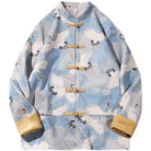 Beth and Brian Qipao-DC Crane print, blue Chinese Tang Suit Jacket