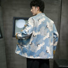 Beth and Brian Qipao-DC Crane print, blue Chinese Tang Suit Jacket