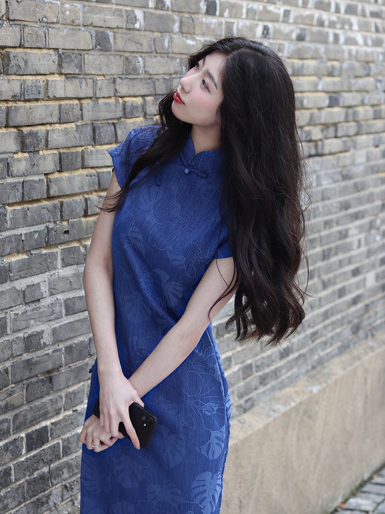 Beth and Brian Qipao-LSB Floral pattern, jacquard long Cheongsam