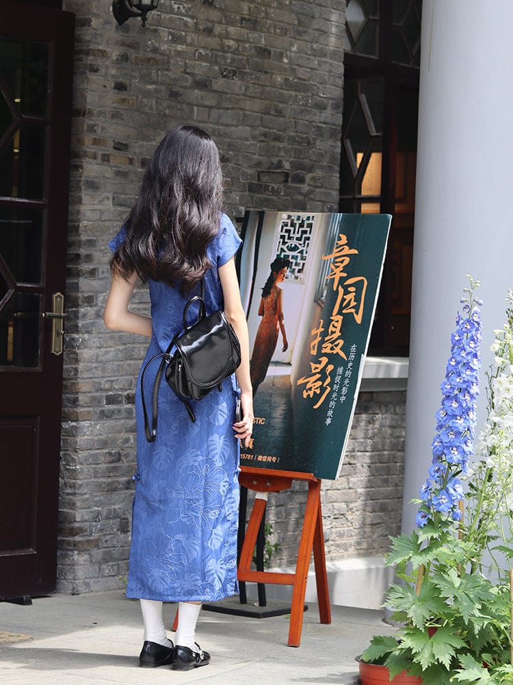 Beth and Brian Qipao-LSB Floral pattern, jacquard long Cheongsam
