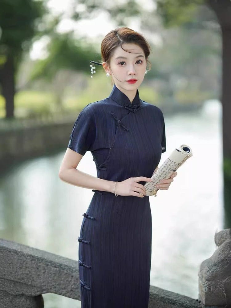 Beth and Brian Qipao-GSJ Summer collection, cotton&linen mid-length Cheongsam