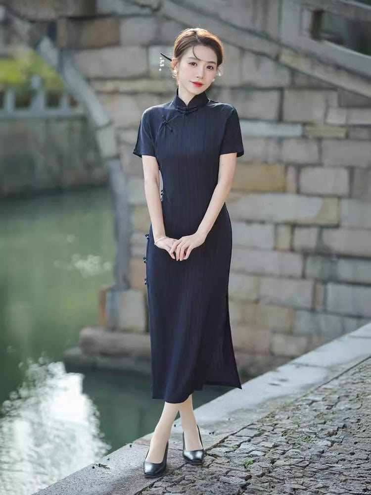 Beth and Brian Qipao-GSJ Summer collection, cotton&linen mid-length Cheongsam