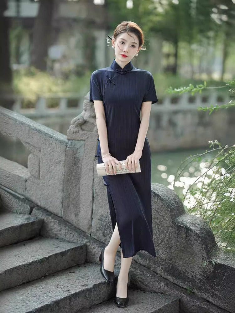 Beth and Brian Qipao-GSJ Summer collection, cotton&linen mid-length Cheongsam
