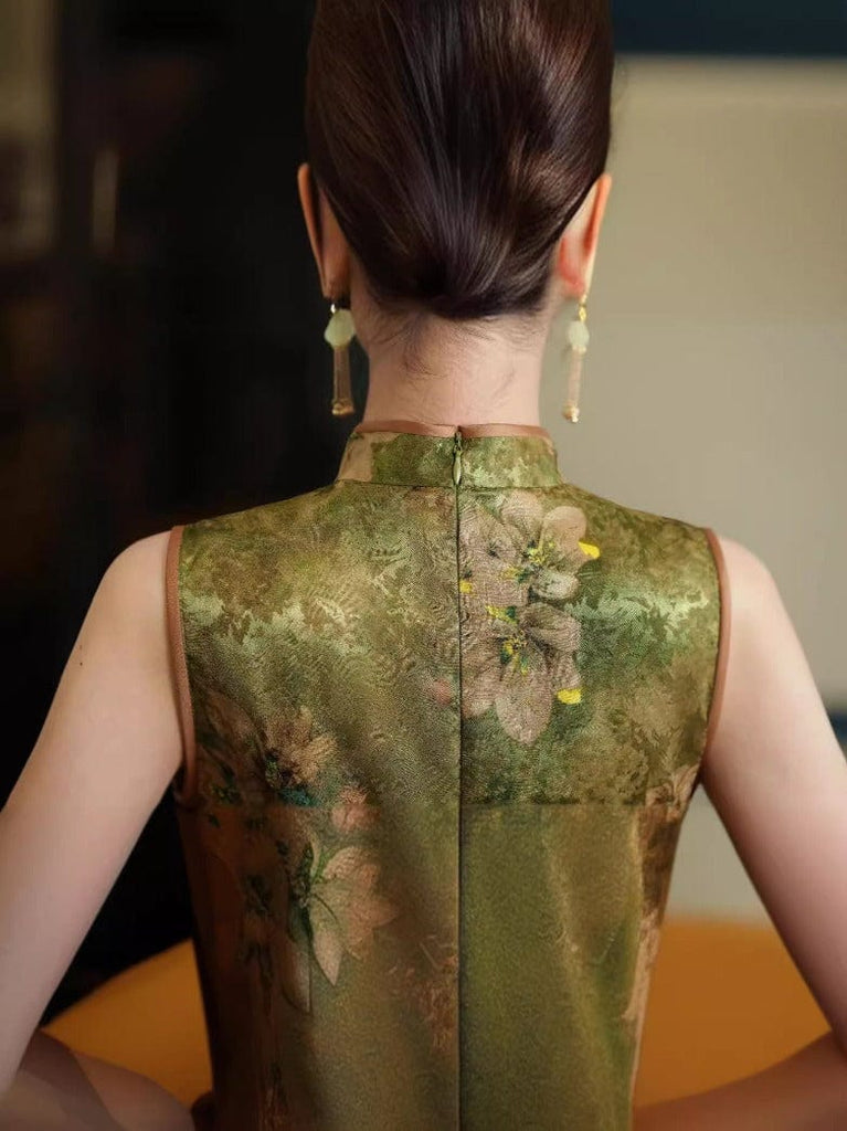 Beth and Brian Qipao-JQZ New Chinese style (新中式), floral pattern midi Cheongsam