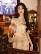 Beth and Brian Qipao-LSB New Chinese style(新中式), sleeveless satin long Cheongsam