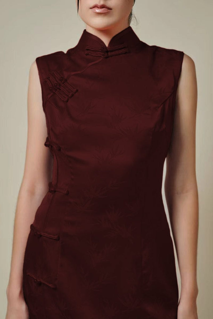 Beth and Brian Qipao-Exclusivedesigner Exclusive designer collection, bamboo satin long Qipao