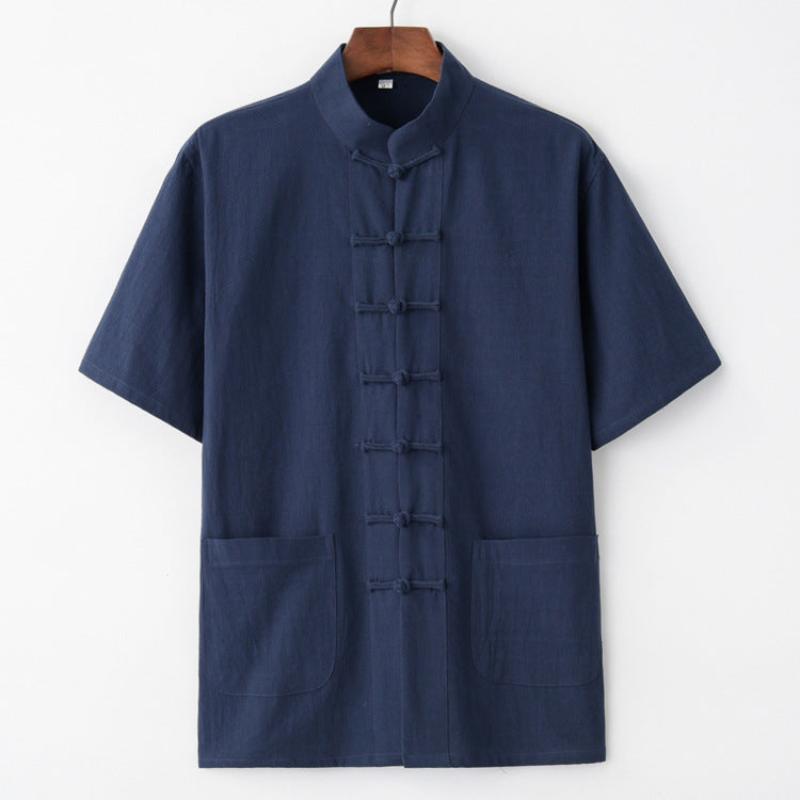 Beth and Brian Qipao-BXXGSF Cotton&linen fabric Tang suit shirt
