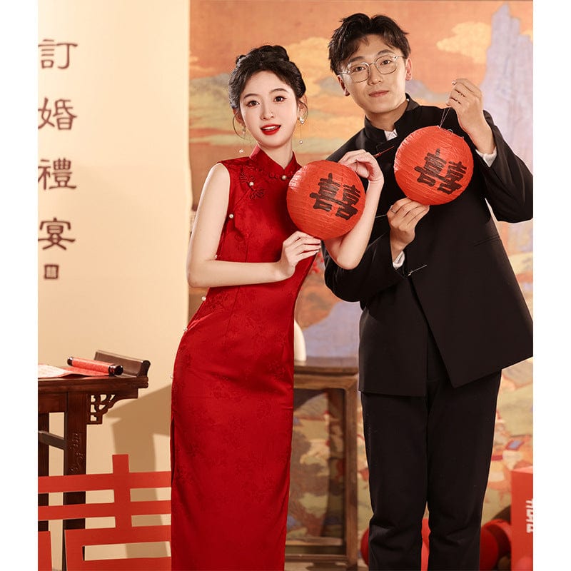 Beth and Brian Qipao-SH New Chinese style ( 新中式 ), floral pattern midi Cheongsam