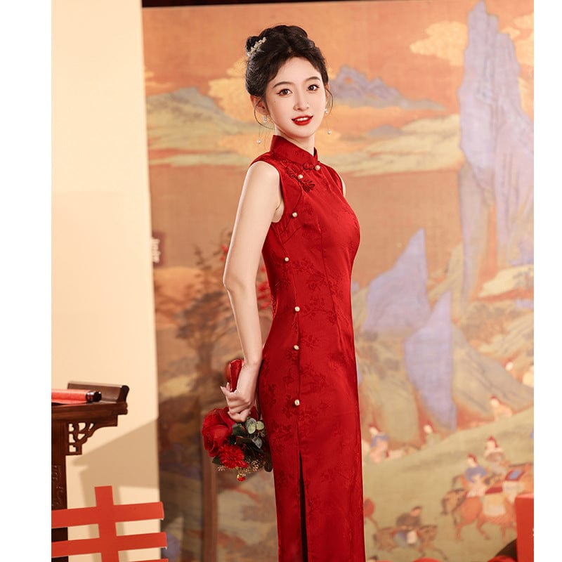 Beth and Brian Qipao-SH New Chinese style ( 新中式 ), floral pattern midi Cheongsam