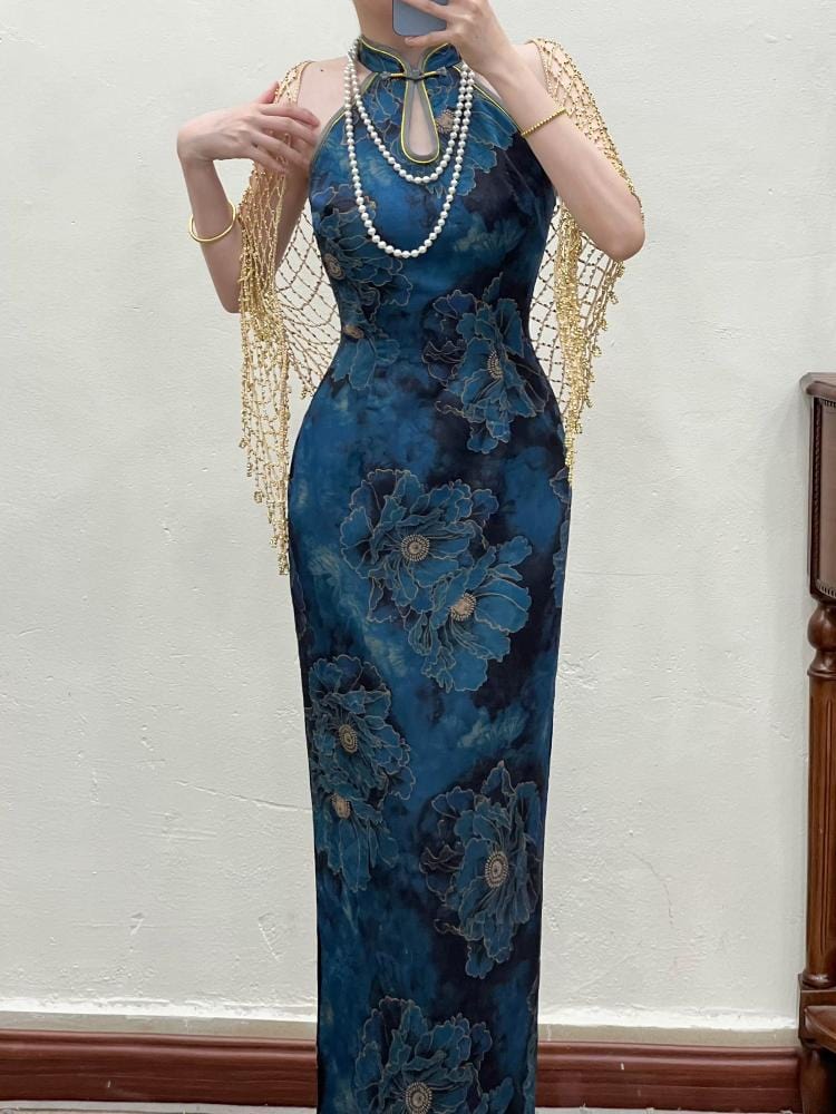 Beth and Brian Qipao-MN New Chinese style(新中式), sleeveless long Cheongsam