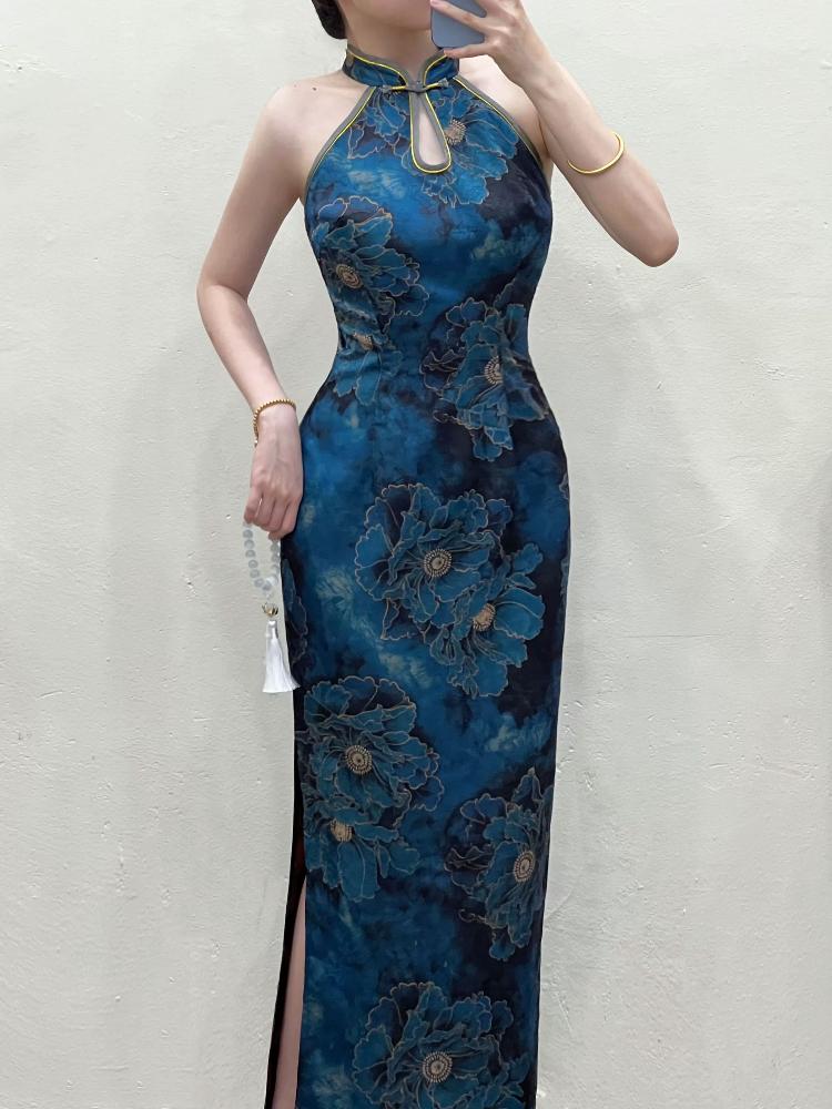Beth and Brian Qipao-MN New Chinese style(新中式), sleeveless long Cheongsam