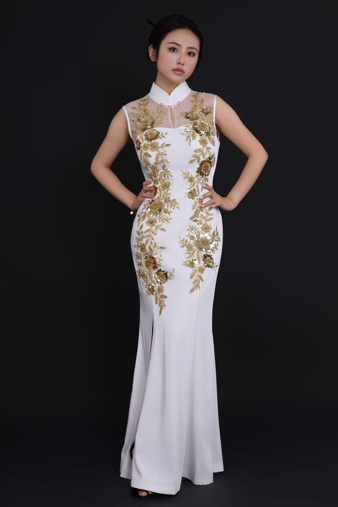 Beth and Brian Qipao - SD Exclusive designer collection, Floral embroidery mermaid Qipao