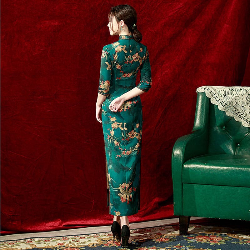 Beth and Brian Qipao-ZQYS Old Shanghai style, green long Cheongsam
