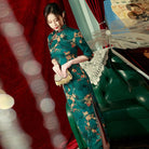 Beth and Brian Qipao-ZQYS Old Shanghai style, green long Cheongsam