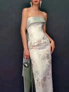 Beth and Brian Qipao-QHM New Chinese style (新中式), high-end,  tube top long Cheongsam