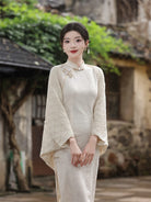 Beth and Brian Qipao - JN Fall and winter colleciton, openwork design, knitting Qipao Shawl