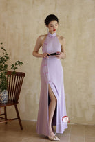 Beth and Brian Qipao-Exclusivedesigner Exclusive designer collection,  sleeveless satin floor length Qipao