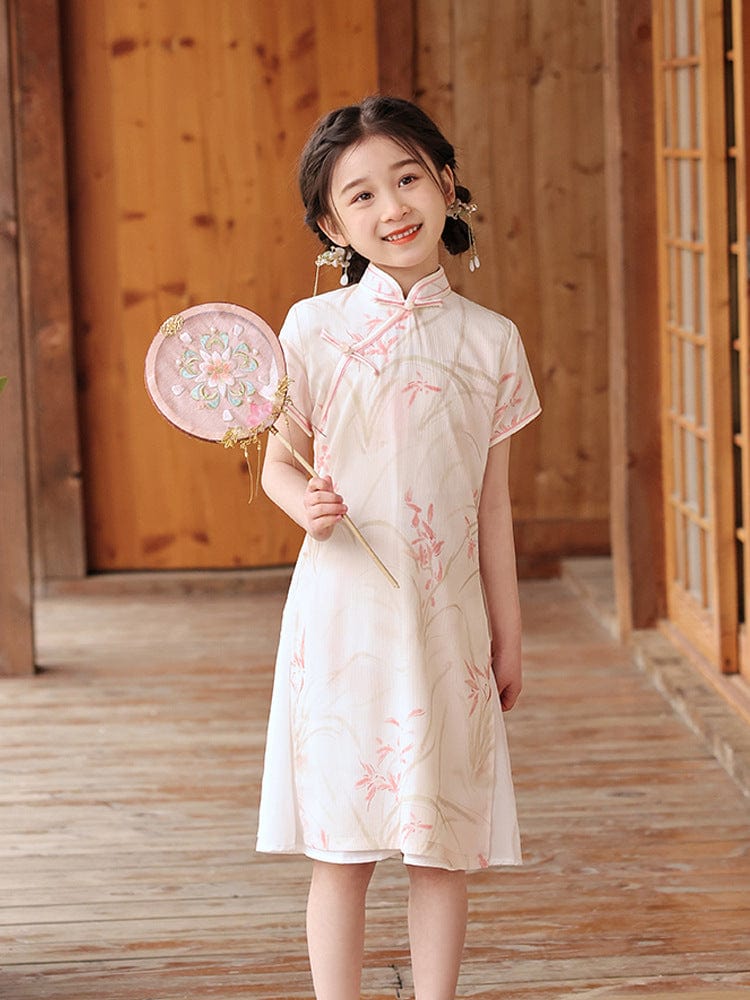 Beth and Brian Qipao-WQ Parent-child outfit, floral pattern midi Cheongsam