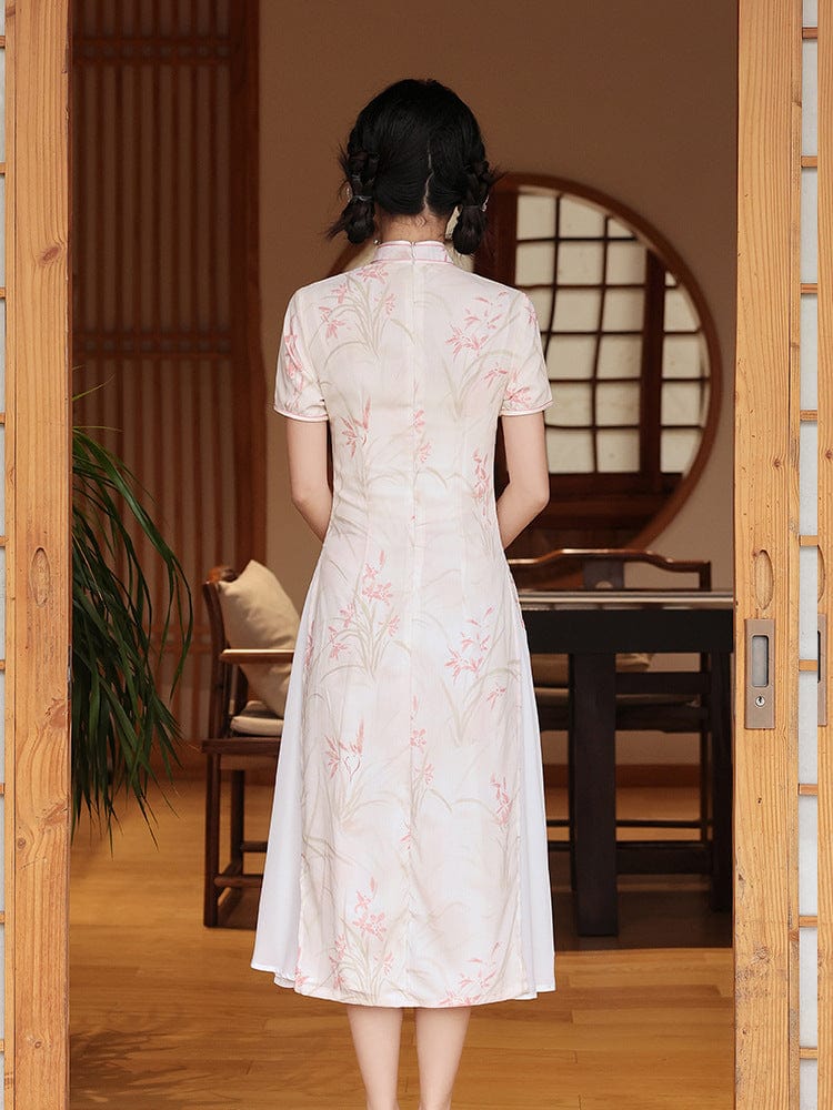 Beth and Brian Qipao-WQ Parent-child outfit, floral pattern midi Cheongsam