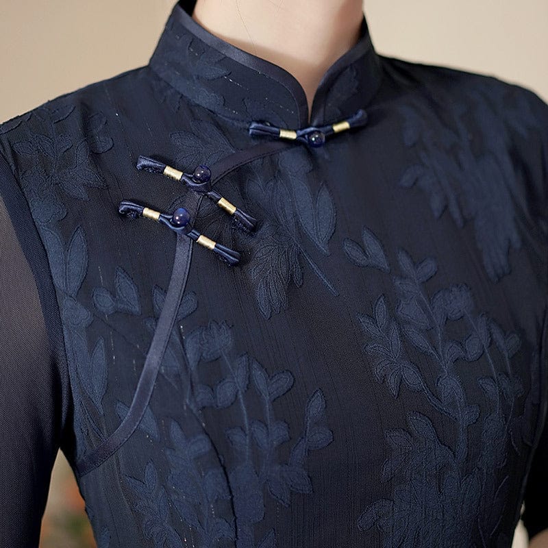 Beth and Brian Qipao-ZQYS Jacquard fabric, daily midi Ao dai