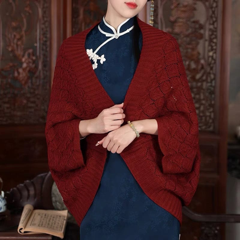Beth and Brian Qipao-MYJ Fall colleciton, knitting Qipao Shawl