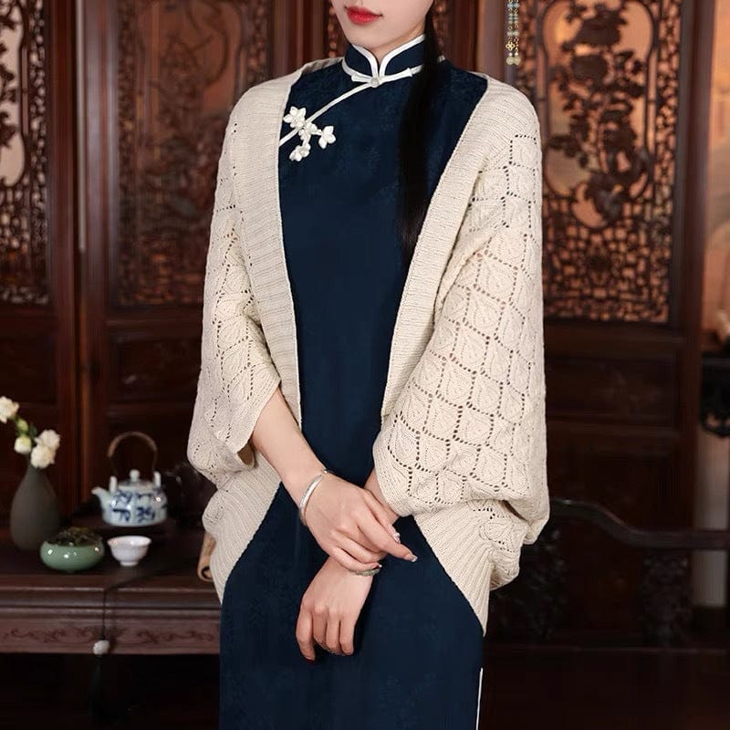 Beth and Brian Qipao-MYJ Fall colleciton, knitting Qipao Shawl