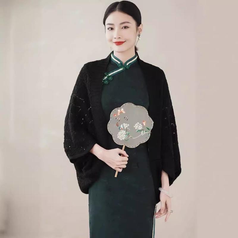 Beth and Brian Qipao-MYJ Fall colleciton, knitting Qipao Shawl