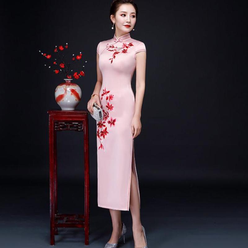 Beth and Brian Qipao-MLS Floral pattern, silk long Cheongsam for mothers