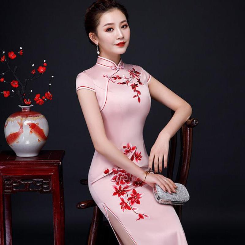 Beth and Brian Qipao-MLS Floral pattern, silk long Cheongsam for mothers