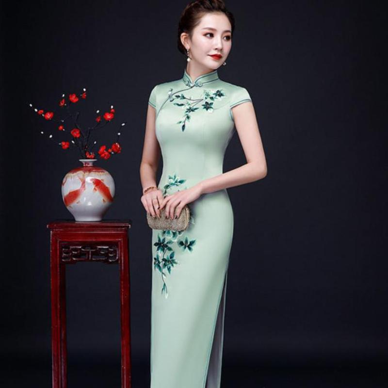 Beth and Brian Qipao-MLS Floral pattern, silk long Cheongsam for mothers