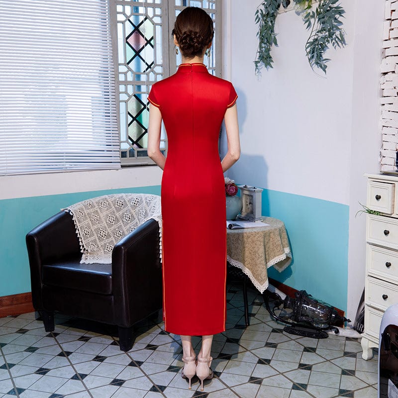 Beth and Brian Qipao-MLS Floral pattern, silk long Cheongsam