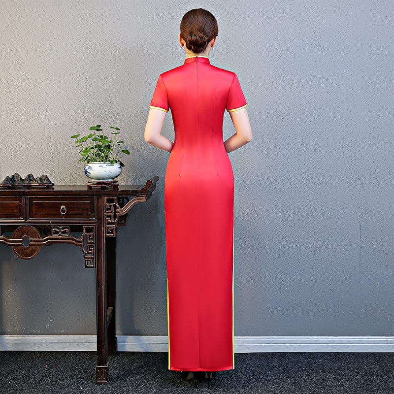 Beth and Brian Qipao-QCYJ Floral pattern, plus size long Cheongsam