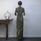 Beth and Brian Qipao-QCYJ Floral pattern, green plus size long Cheongsam