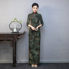 Beth and Brian Qipao-QCYJ Floral pattern, green plus size long Cheongsam