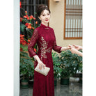 Beth and Brian Qipao-HY Floral pattern, mid-length, lace midi Cheongsam