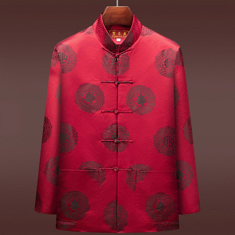Beth and Brian Qipao-HL Chinese Men long living pattern Tang Suit Jacket