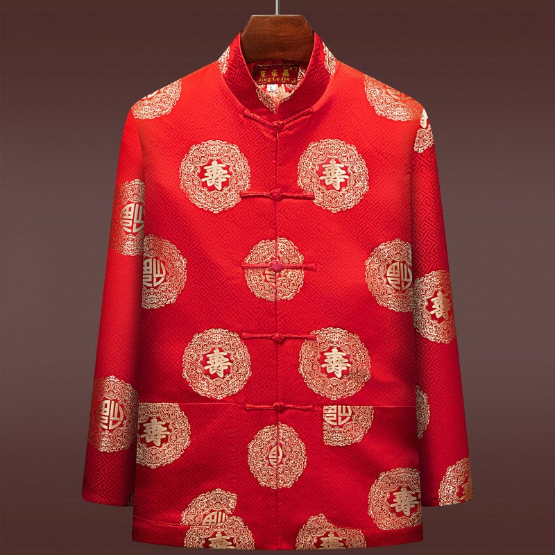 Beth and Brian Qipao-HL Chinese Men long living pattern Tang Suit Jacket