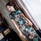 Beth and Brian Qipao-WXG 19 mome mulberry silk, floral pattern, High-end long Qipao for mothers