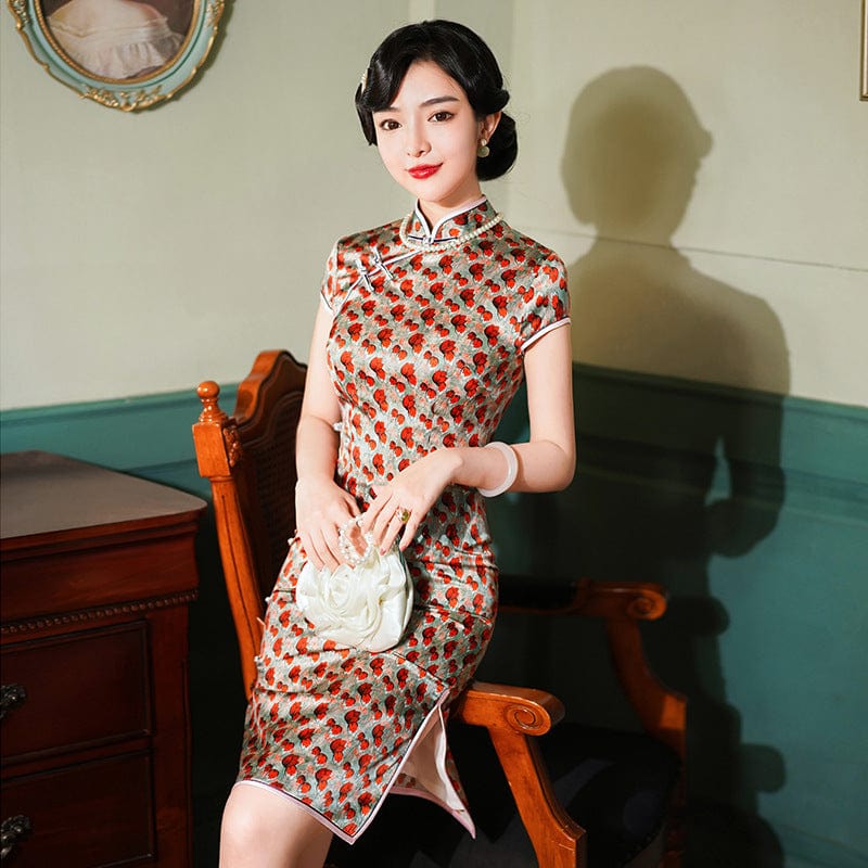 Beth and Brian Qipao-WXG High-end, mulberry silk midi Cheongsam