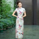 Beth and Brian Qipao-WXG Rose print, 19 mome mulberry silk, high-end long Cheongsam