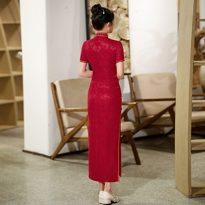 Beth and Brian Qipao-ZQYS Floral pattern, plus size, lace long Cheongsam