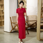 Beth and Brian Qipao-ZQYS Floral pattern, plus size, lace long Cheongsam