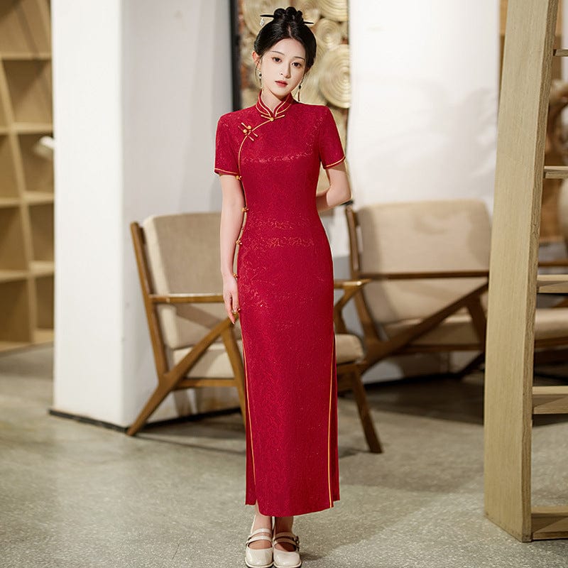 Beth and Brian Qipao-ZQYS Floral pattern, plus size, lace long Cheongsam