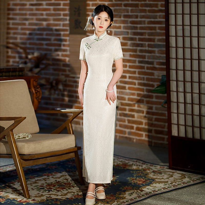 Beth and Brian Qipao-ZQYS Floral pattern, plus size, lace long Cheongsam