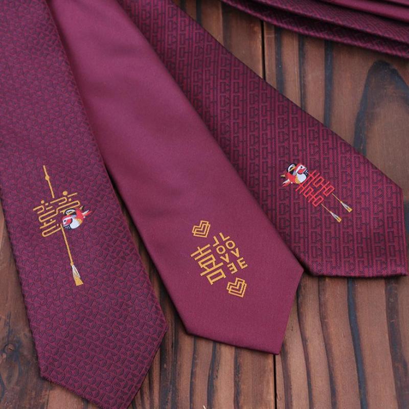 Beth and Brian Qipao - FD Magpie and blessing embroidery, jacquard fabric Chinese Tang Suit Tie