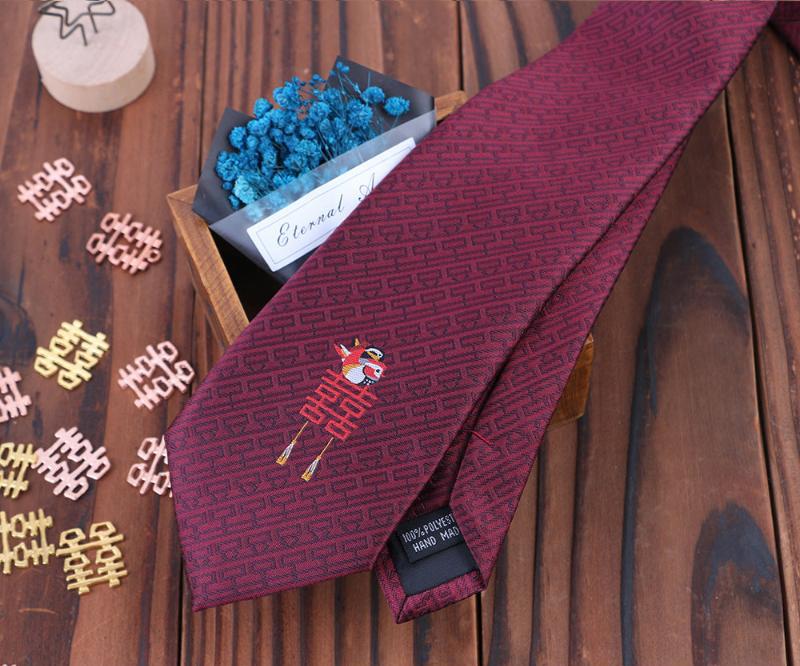 Beth and Brian Qipao - FD Magpie and blessing embroidery, jacquard fabric Chinese Tang Suit Tie
