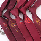 Beth and Brian Qipao - FD Magpie and blessing embroidery, jacquard fabric Chinese Tang Suit Tie